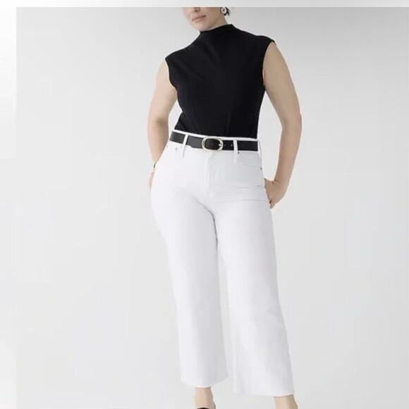 J Crew‎ Jeans Womens 31T Curvy Slim Wide Leg White Classic Preppy Modern BX830 - Picture 1 of 14